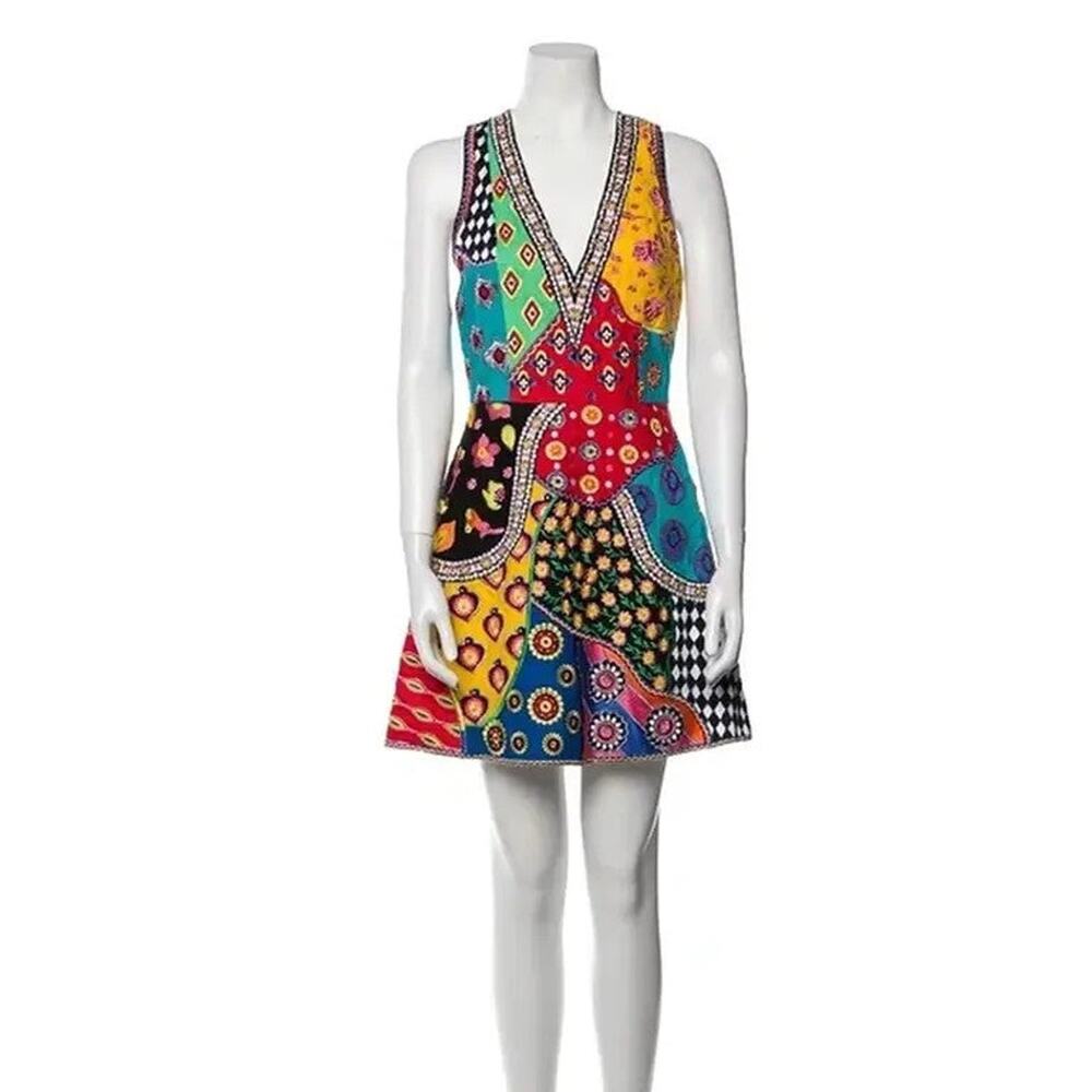 Alice + Olivia Patchwork Mini Dress Multicolor - 4 - image 6